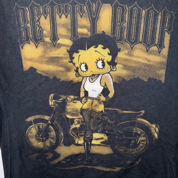 Y2K Unisex Betty Boop Black Biker Graphic Tee-Size Small - Picture 5 of 7